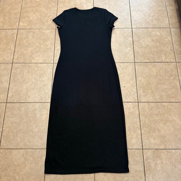 Free People FP Beach Women’s Medium Black Short Sleeve Maxi Dress Beach Coverup - Picture 2 of 4